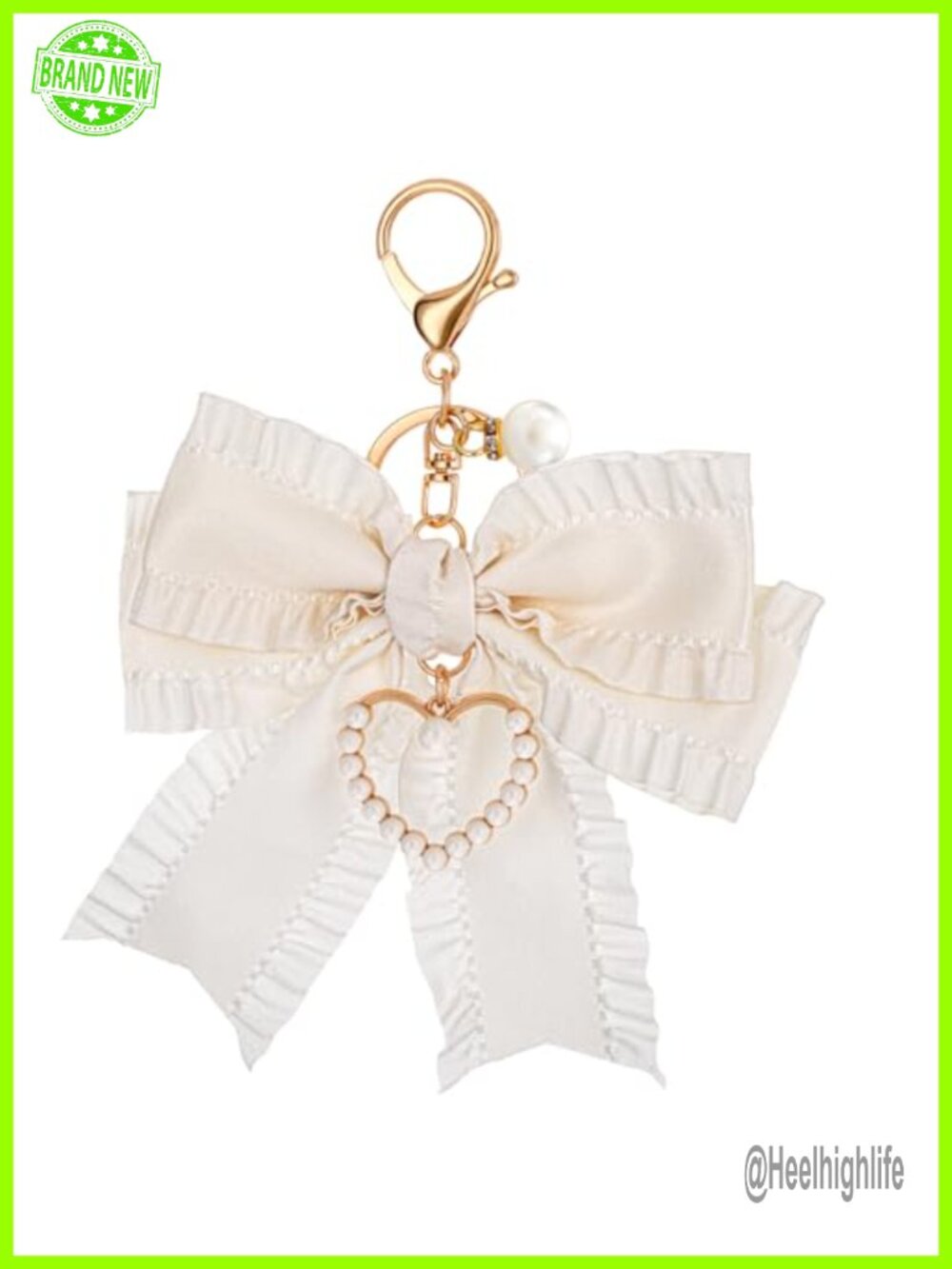 Bow Keychain Purse Charm Pearl Wristlet Cloth Zinc Alloy Accessory